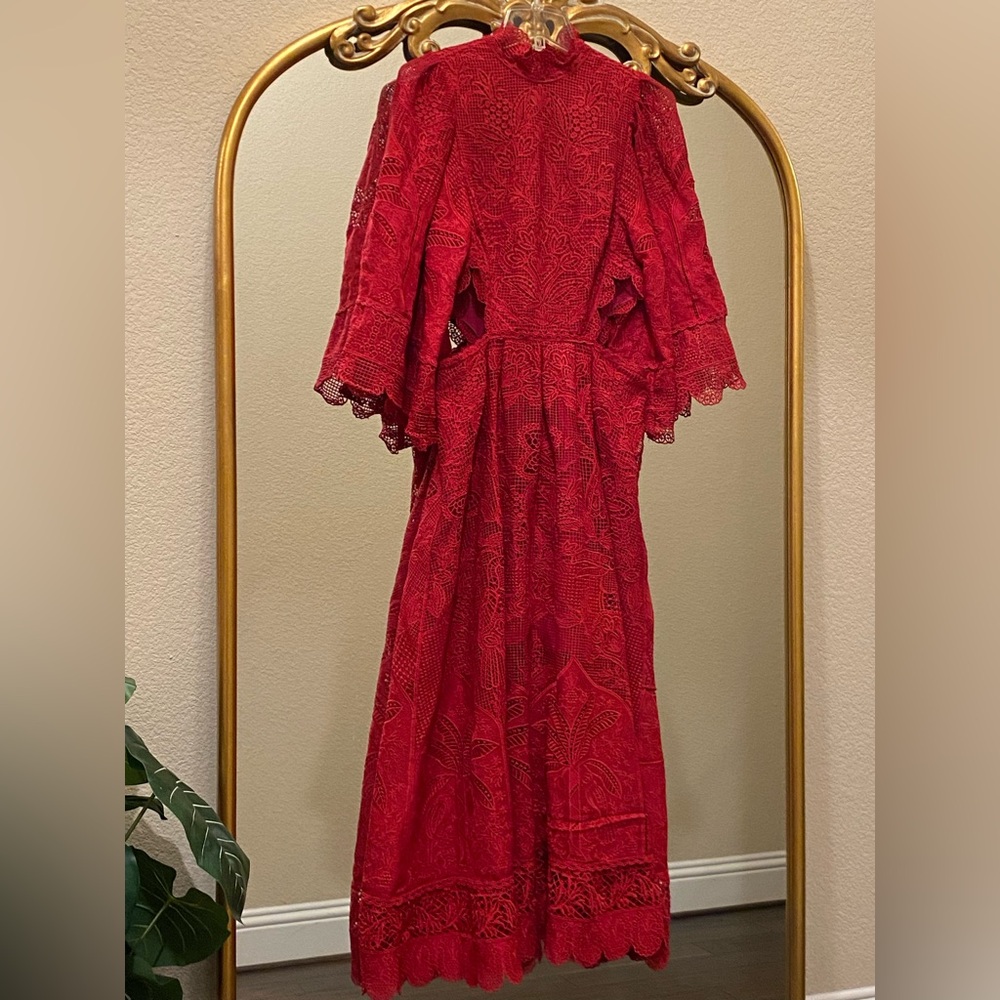 Farm Rio Guipire Cut Out Midi Dress Size M - Picture 2 of 12